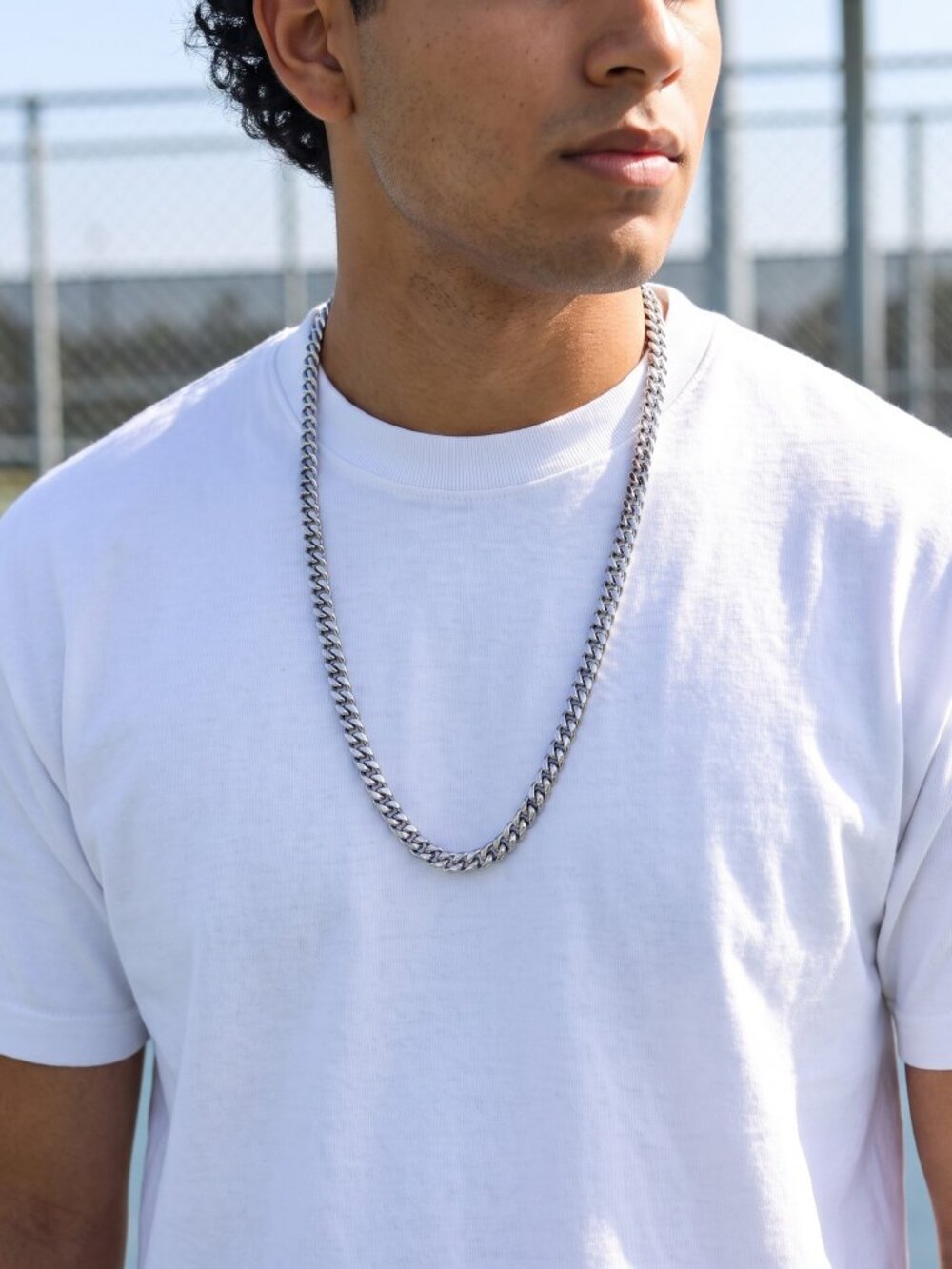 Mens Miami Cuban Link Real Silver Chain 24 Inch Plated 6mm Box Clasp Waterproof
